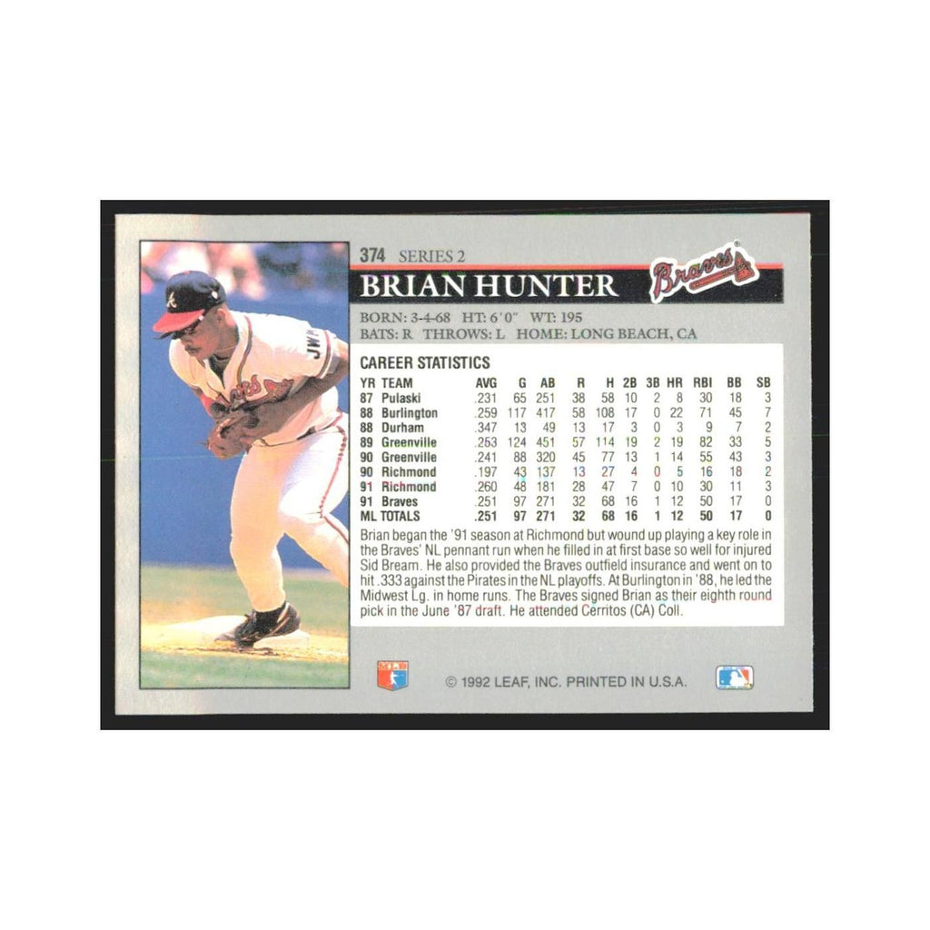 1992 Leaf Brian Hunter Braves #374.0
