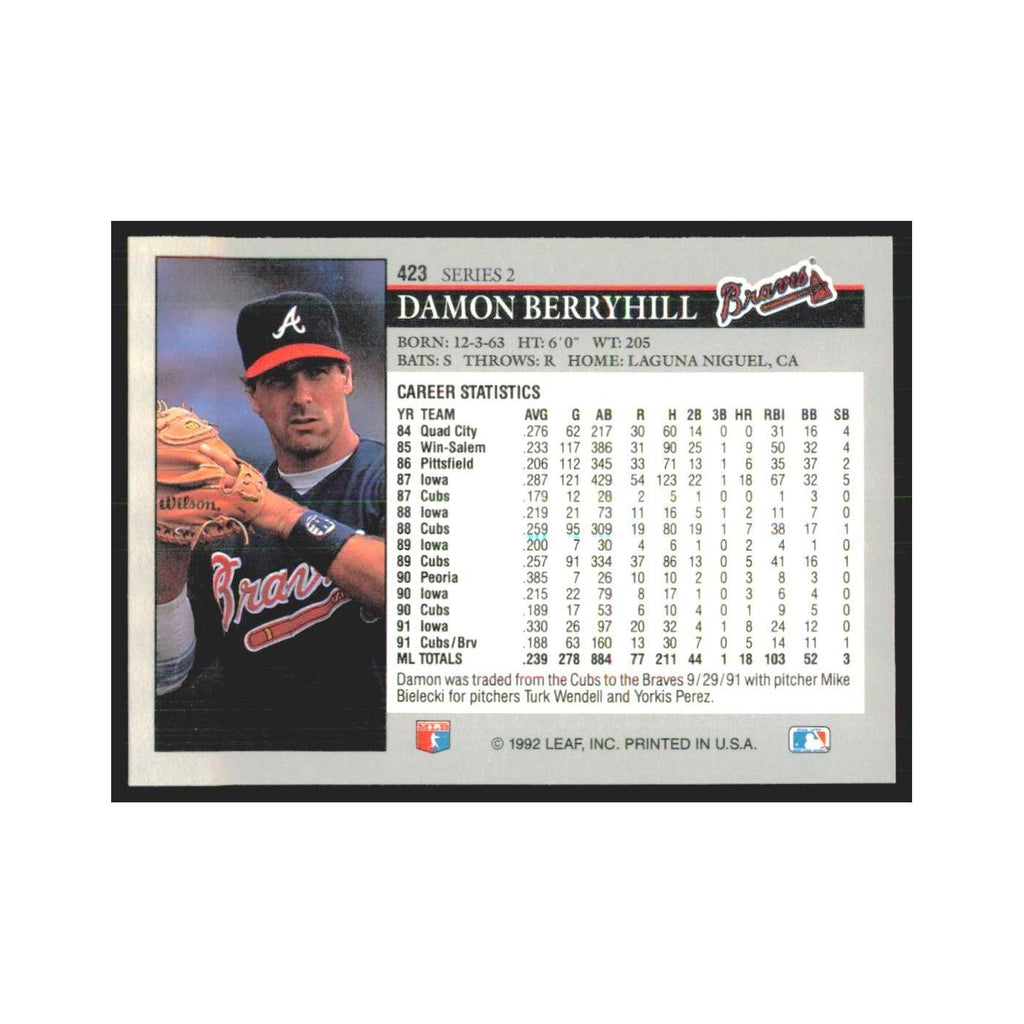 1992 Leaf Damon Berryhill Braves #423.0