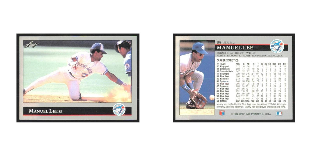 1992 Leaf Manuel Lee Blue Jays #382.0