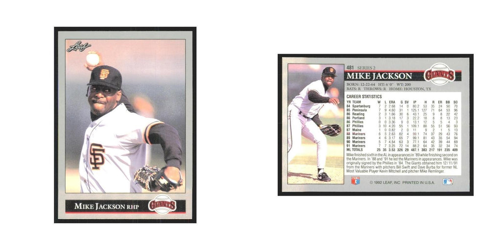 1992 Leaf Mike Jackson Giants #481.0