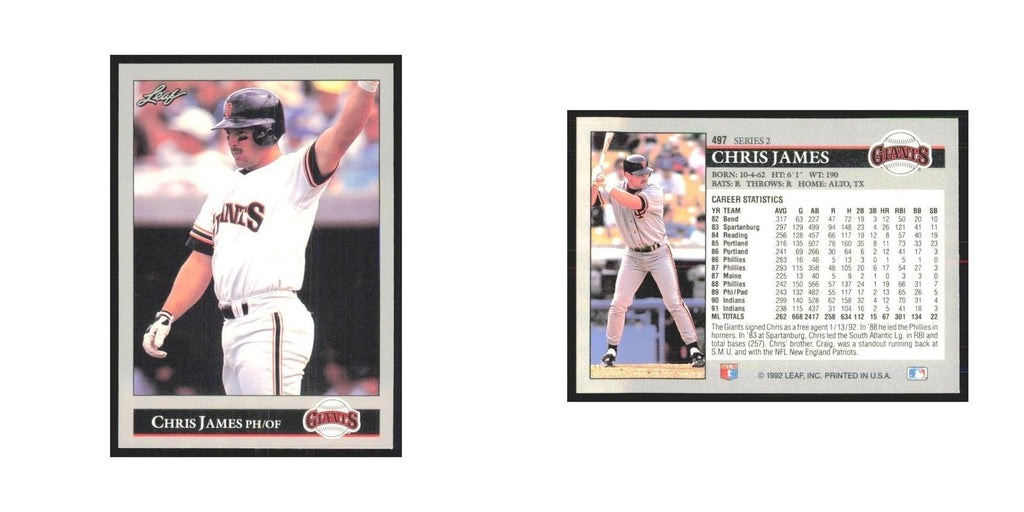1992 Leaf Chris James Giants #497.0