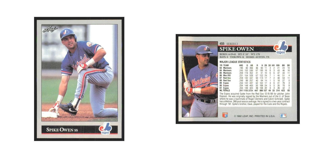 1992 Leaf Spike Owen Montreal Expos #455.0