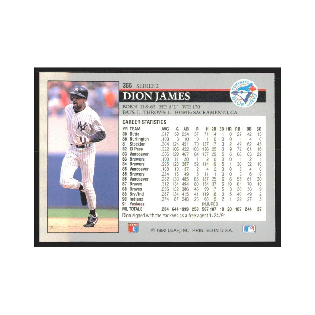 1992 Leaf Dion James Yankees #365.0