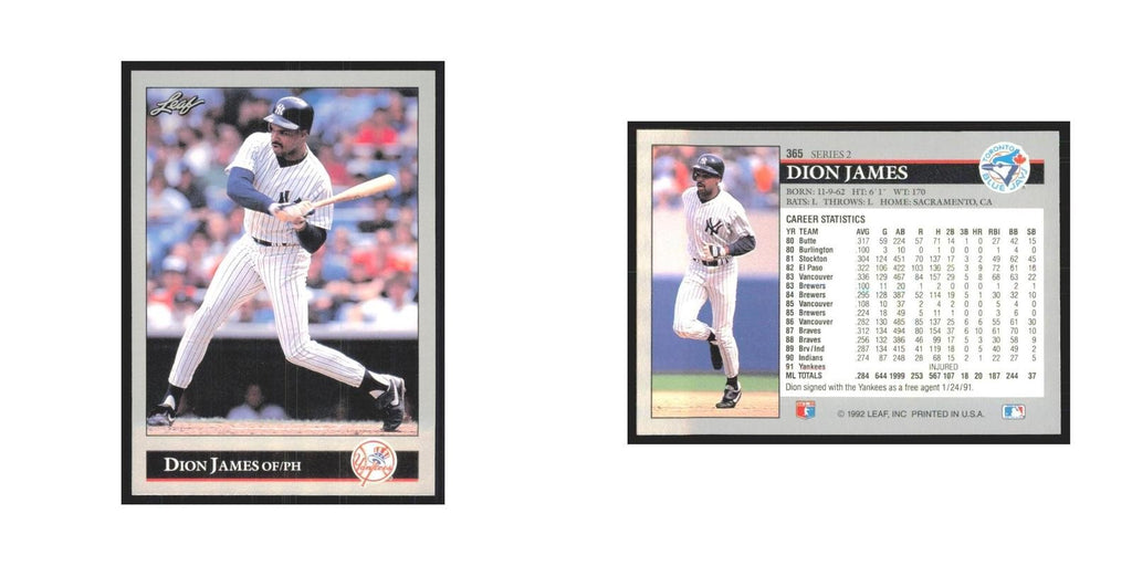 1992 Leaf Dion James Yankees #365.0