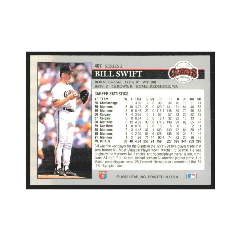 1992 Leaf Bill Swift Giants #407.0