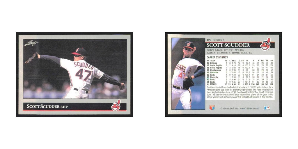 1992 Leaf Scott Scudder Indians #429.0