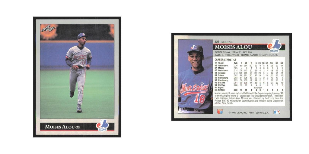 1992 Leaf Moises Alou Montreal Expos #426.0