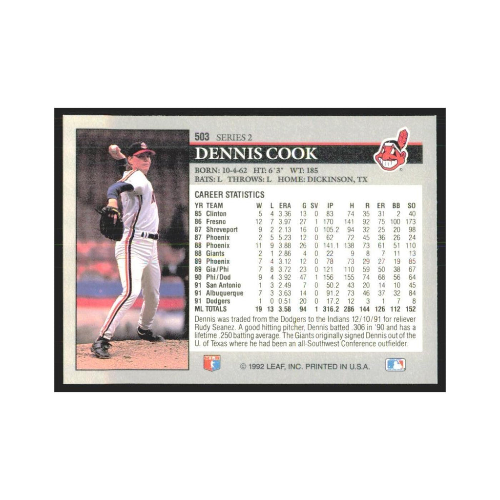 1992 Leaf Dennis Cook Indians #503.0