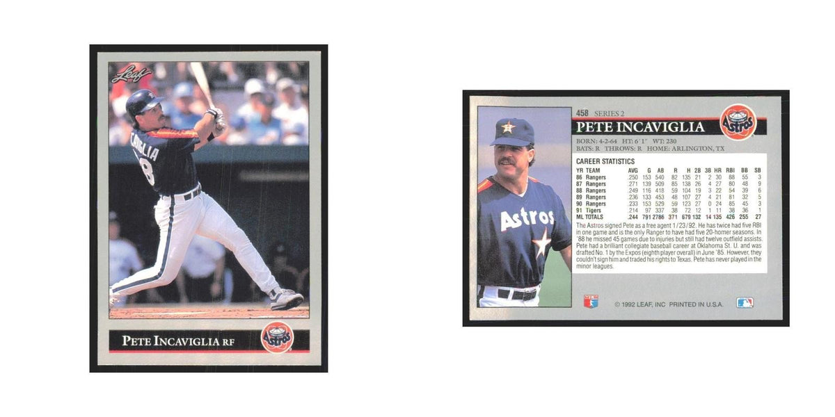 1992 Leaf Pete Incaviglia Astros #458.0