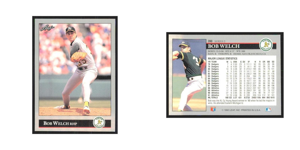 1992 Leaf Bob Welch Athletics #390.0
