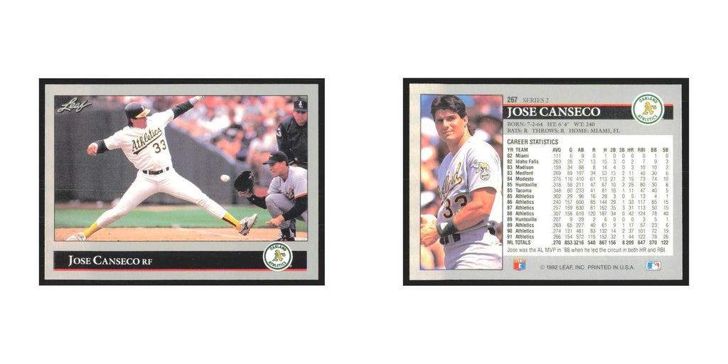 1992 Leaf Jose Canseco Athletics #267