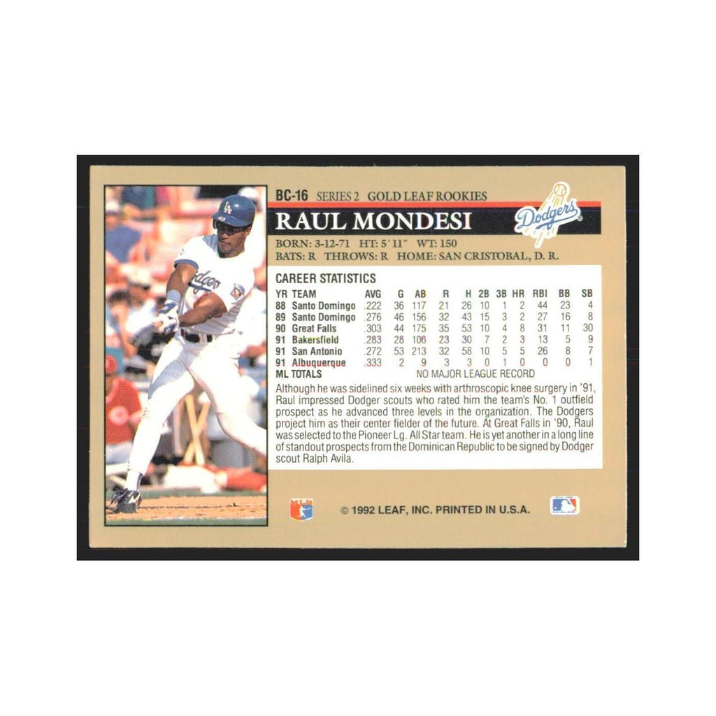 1992 Leaf Raul Mondesi Dodgers #BC-16