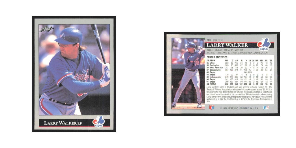1992 Leaf Larry Walker Montreal Expos #201