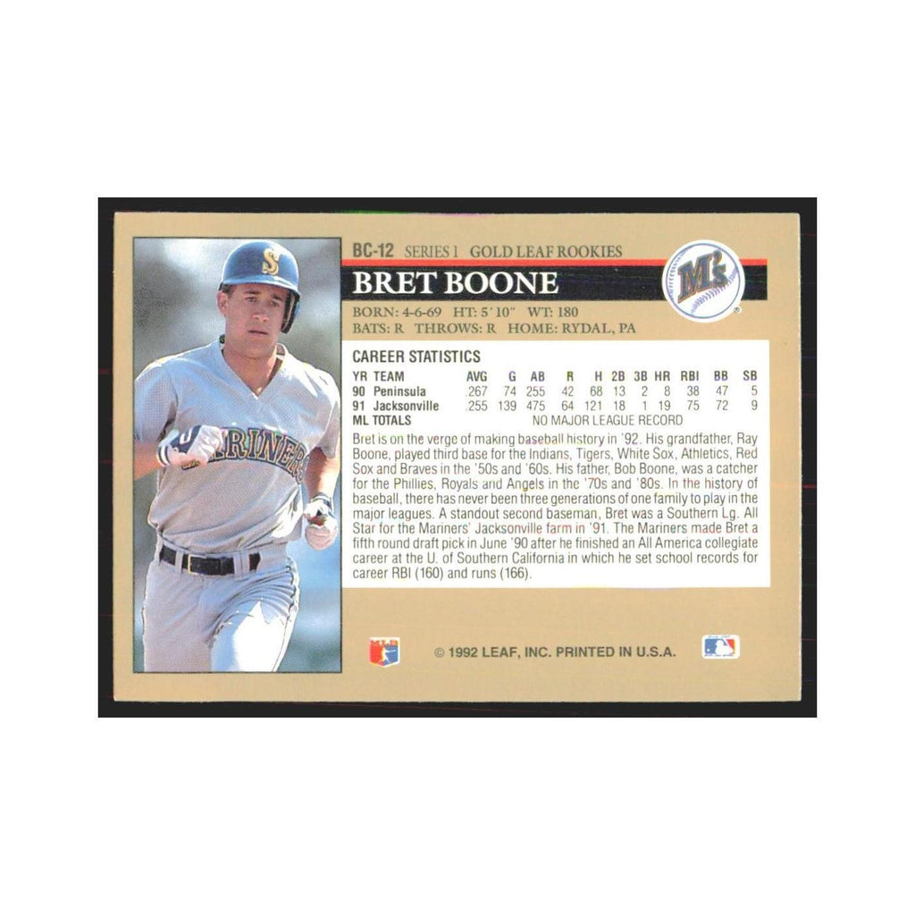 1992 Leaf Bret Boone Mariners #BC-12