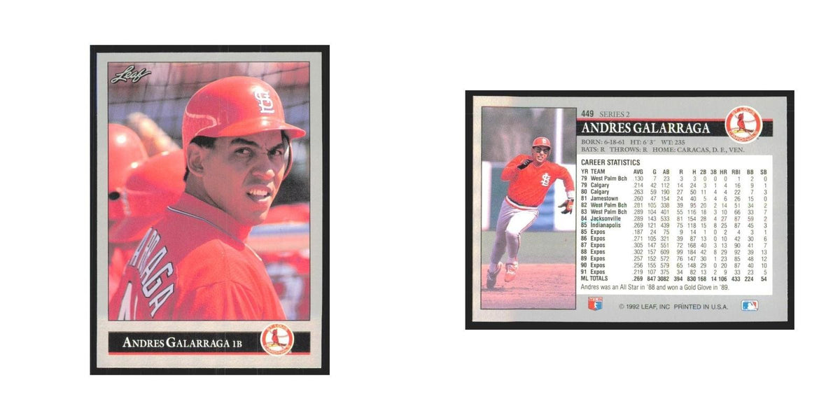1992 Leaf Andres Galarraga Cardinals #449