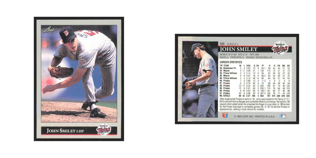 1992 Leaf John Smiley Twins #526