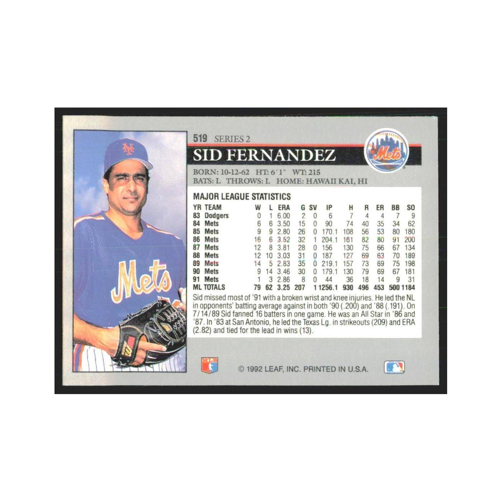 1992 Leaf Sid Fernandez Mets #519