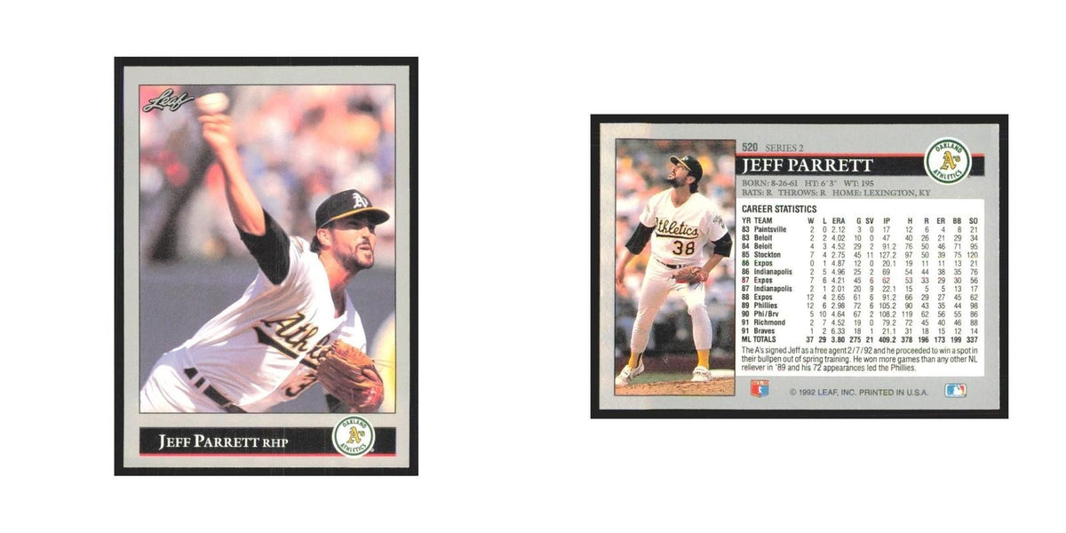 1992 Leaf Jeff Parrett Athletics #520