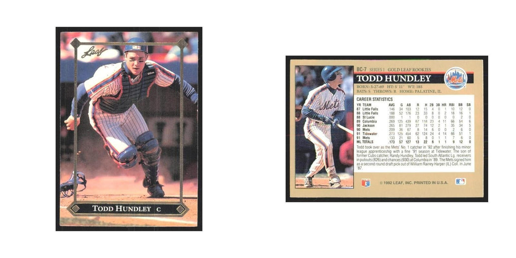 1992 Leaf Todd Hundley Mets #BC-7