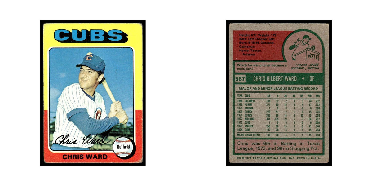 Chris Ward Rookie 1975 Topps (damaged) #587 Chicago Cubs Baseball Card Poor
