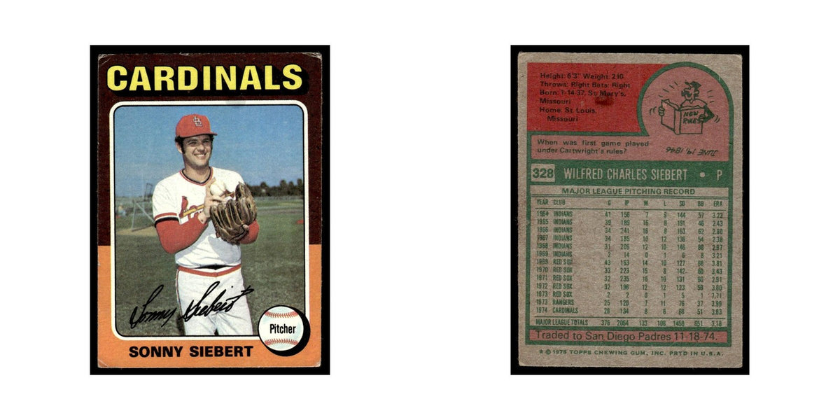 Sonny Siebert 1975 Topps (damaged) #328 St. Louis Cardinals Baseball Card Poor