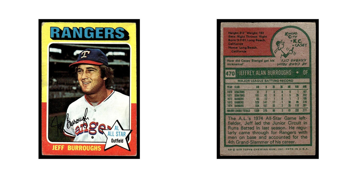 Jeff Burroughs 1975 Topps (damaged) #470 Texas Rangers Baseball Card Poor