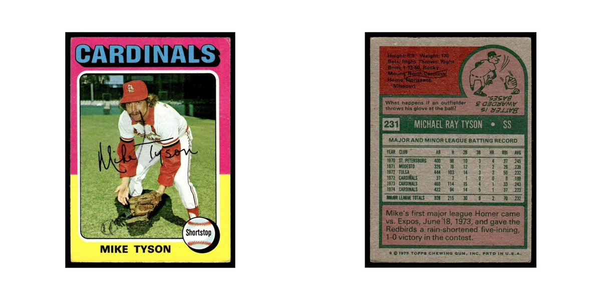 Mike Tyson 1975 Topps (damaged) #231 St. Louis Cardinals Baseball Card Poor