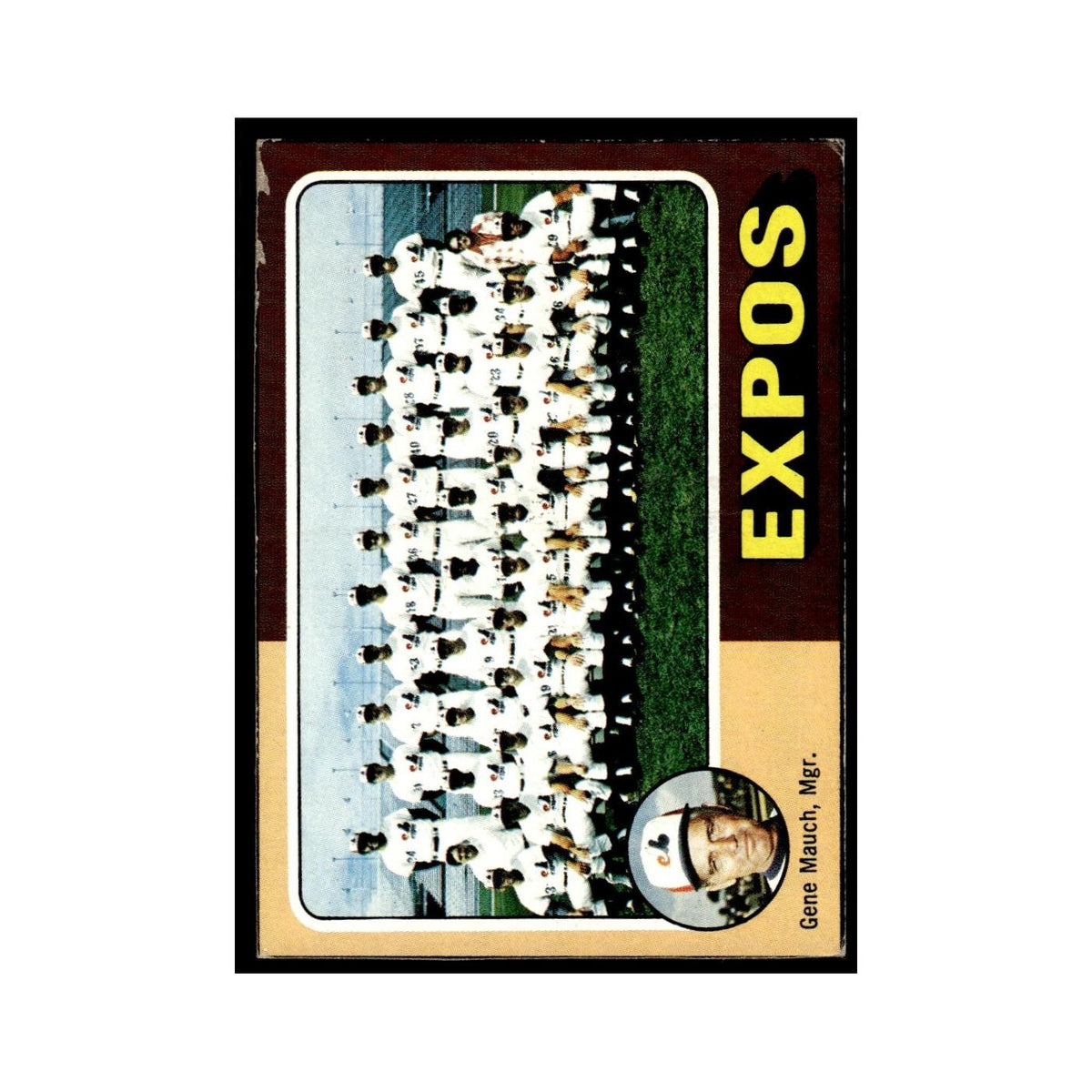 Montreal Expos - Gene Mauch 1975 Topps (damaged) #101 Baseball Card Poor