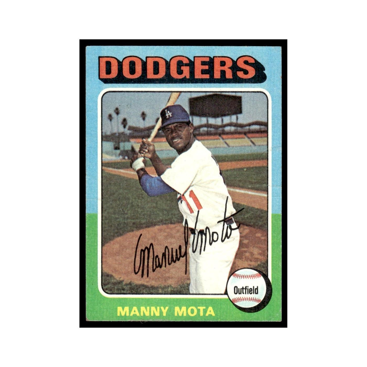 Manny Mota 1975 Topps (damaged) #414 Los Angeles Dodgers Baseball Card Poor