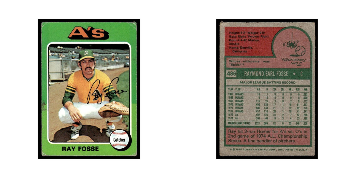 Ray Fosse 1975 Topps (damaged) #486 Oakland Athletics Baseball Card Poor