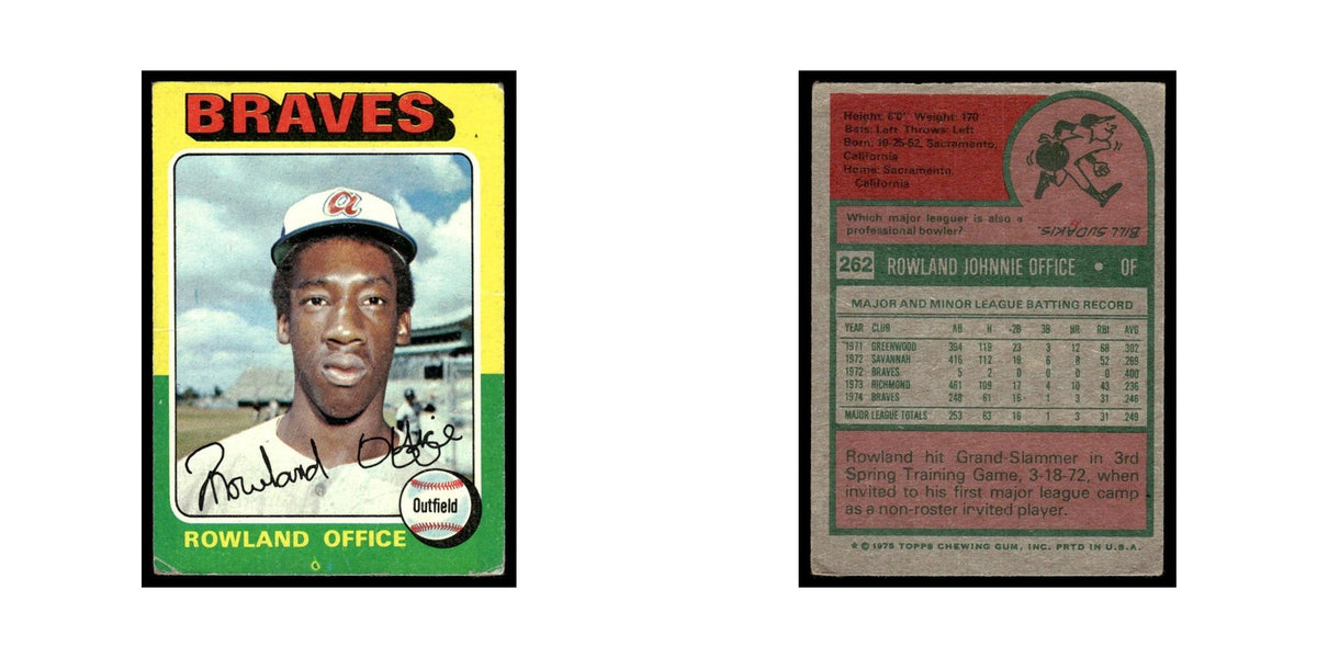 Rowland Office Rookie 1975 Topps (damaged) #262 Atlanta Braves Poor
