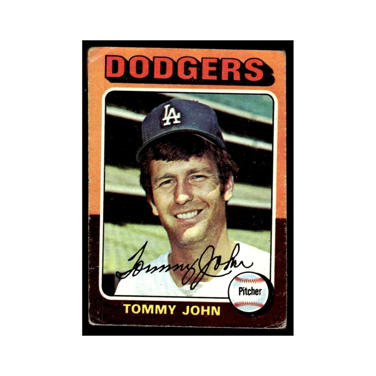 Tommy John 1975 Topps (damaged) #47 Los Angeles Dodgers Baseball Card Poor