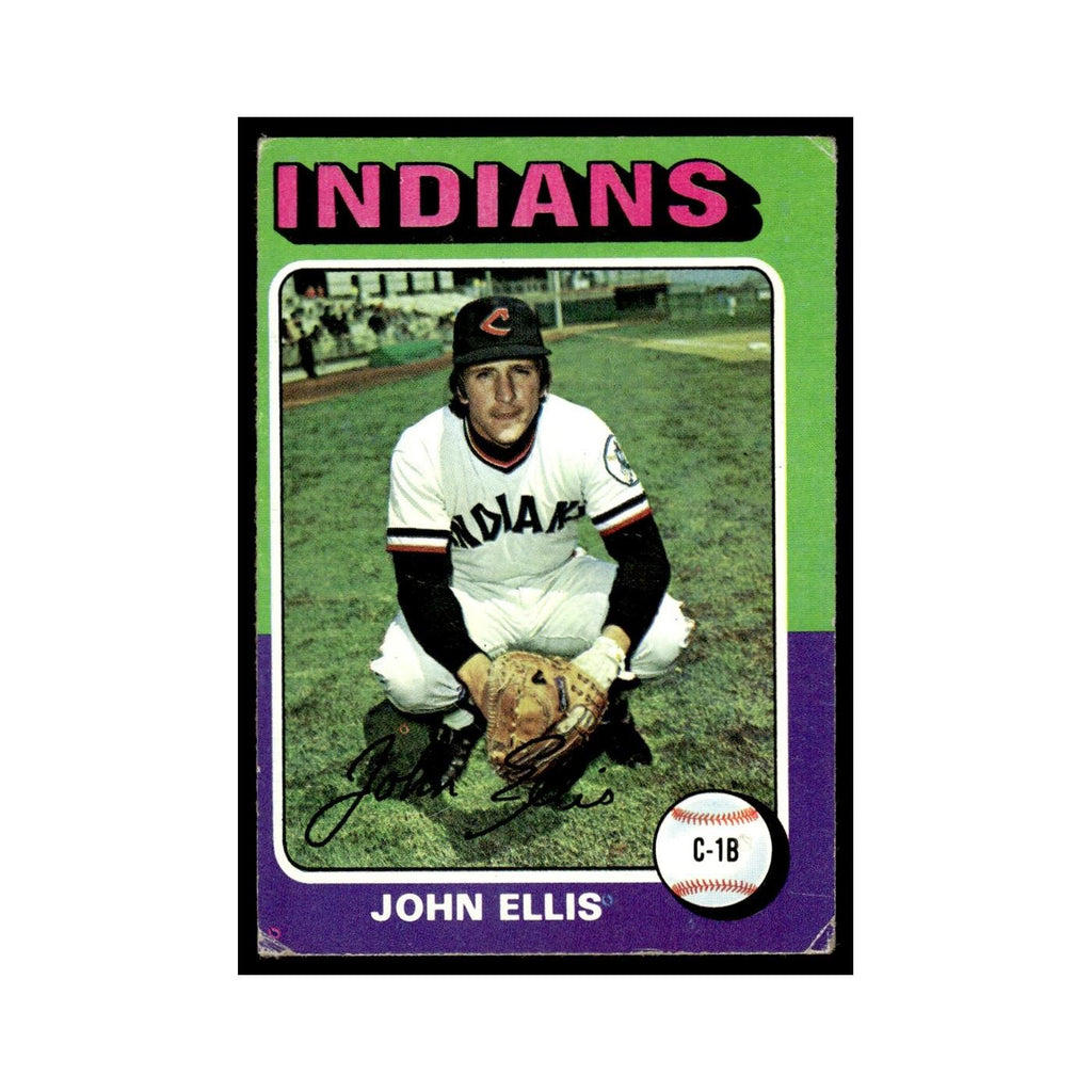 John Ellis 1975 Topps (damaged) #605 Cleveland Indians Baseball Card Poor