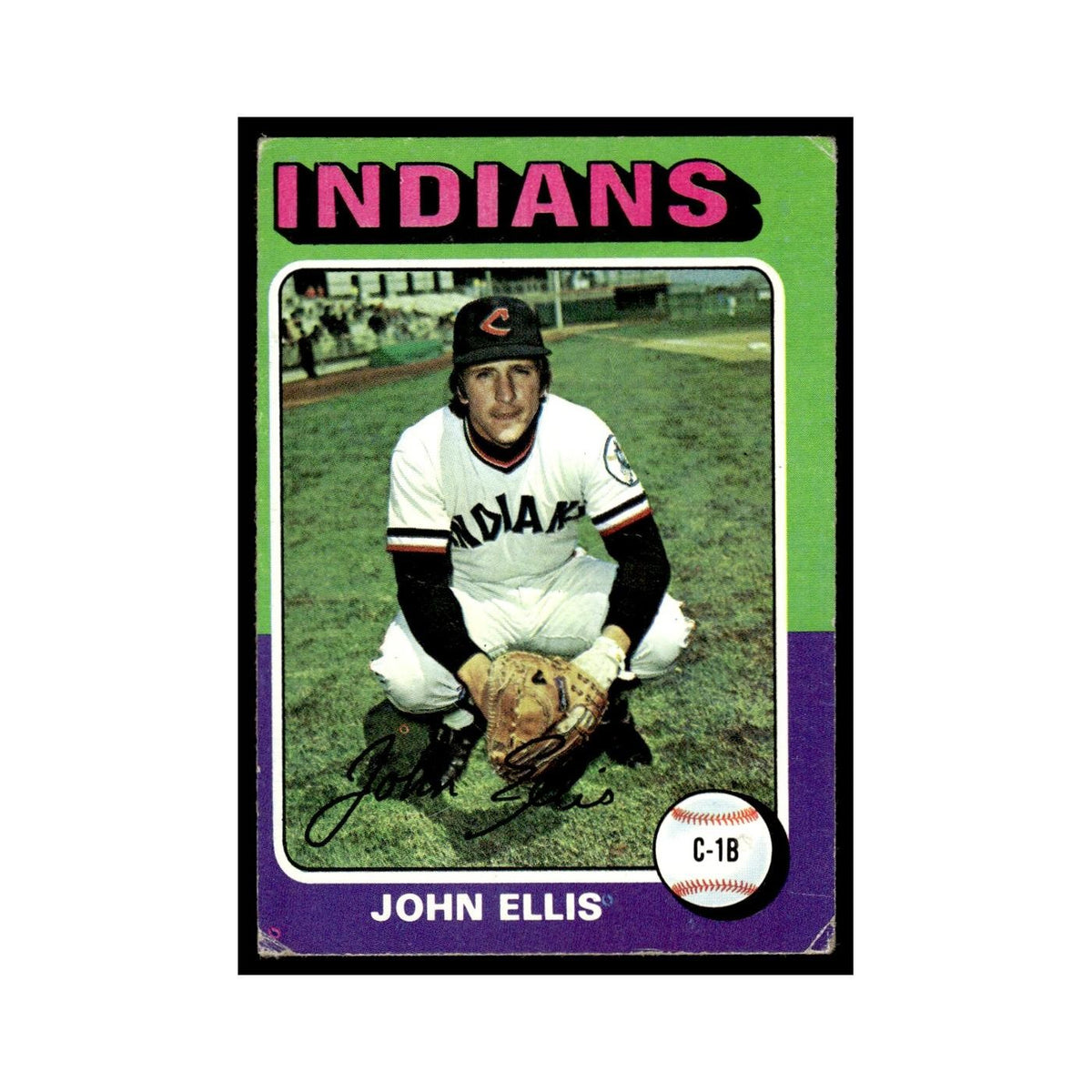 John Ellis 1975 Topps (damaged) #605 Cleveland Indians Baseball Card Poor