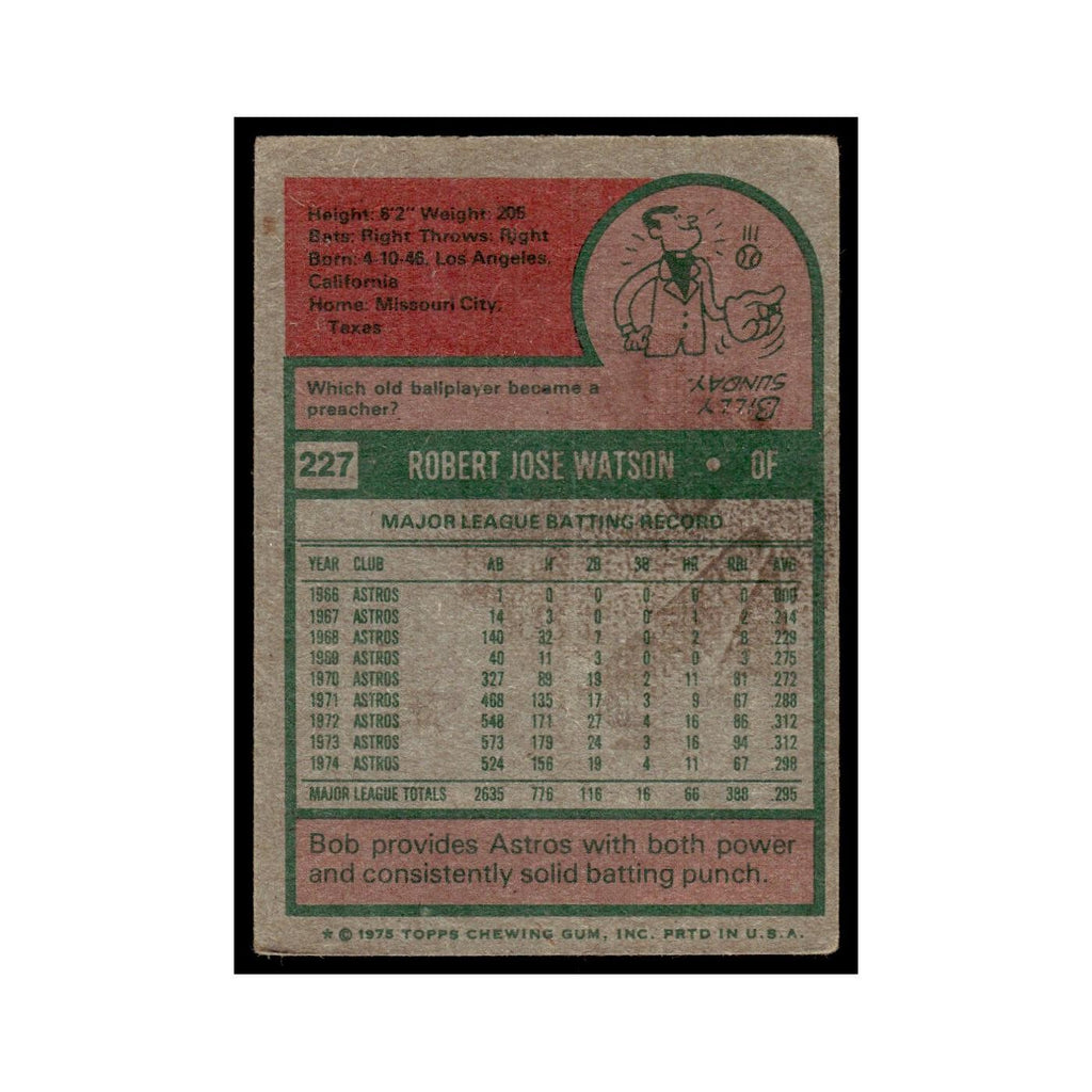 Bob Watson 1975 Topps (damaged) #227 Houston Astros Baseball Card Poor