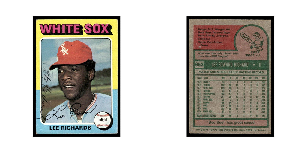 Lee Richards 1975 Topps (damaged) #653 Chicago White Sox Baseball Card Poor