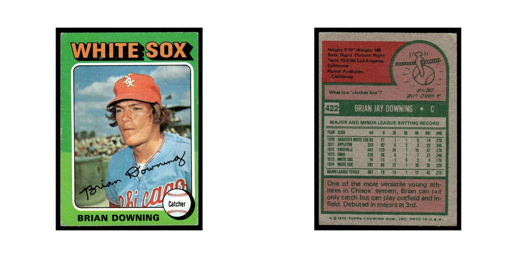 Brian Downing 1975 Topps (damaged) #422 Chicago White Sox Baseball Card Poor