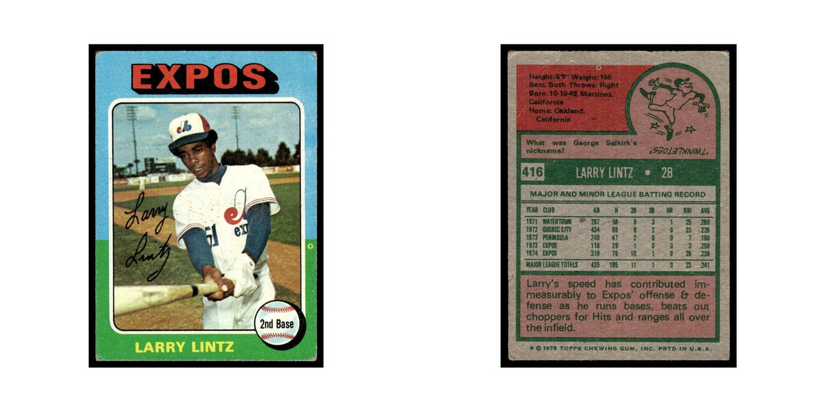 Larry Lintz 1975 Topps (damaged) #416 Montreal Expos Baseball Card Poor