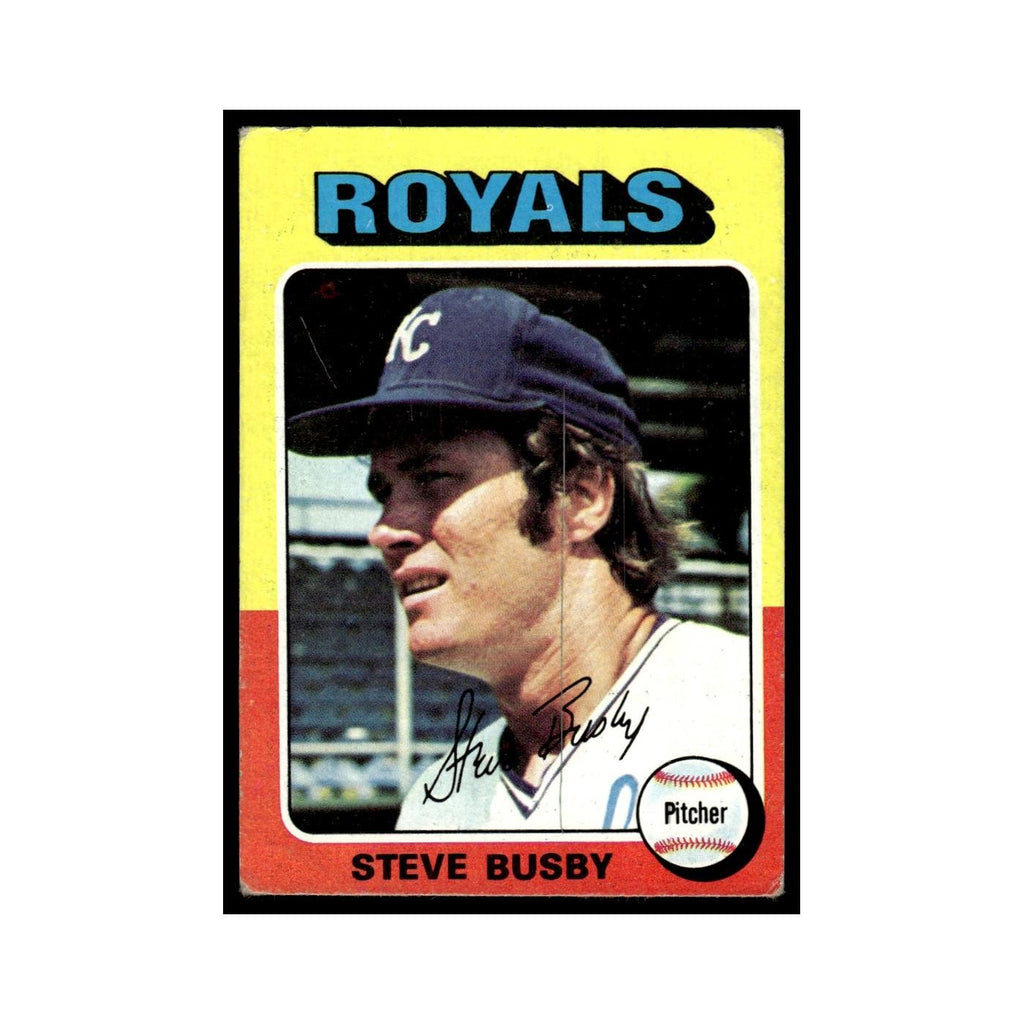 Steve Busby 1975 Topps (damaged) #120 Kansas City Royals Baseball Card Poor