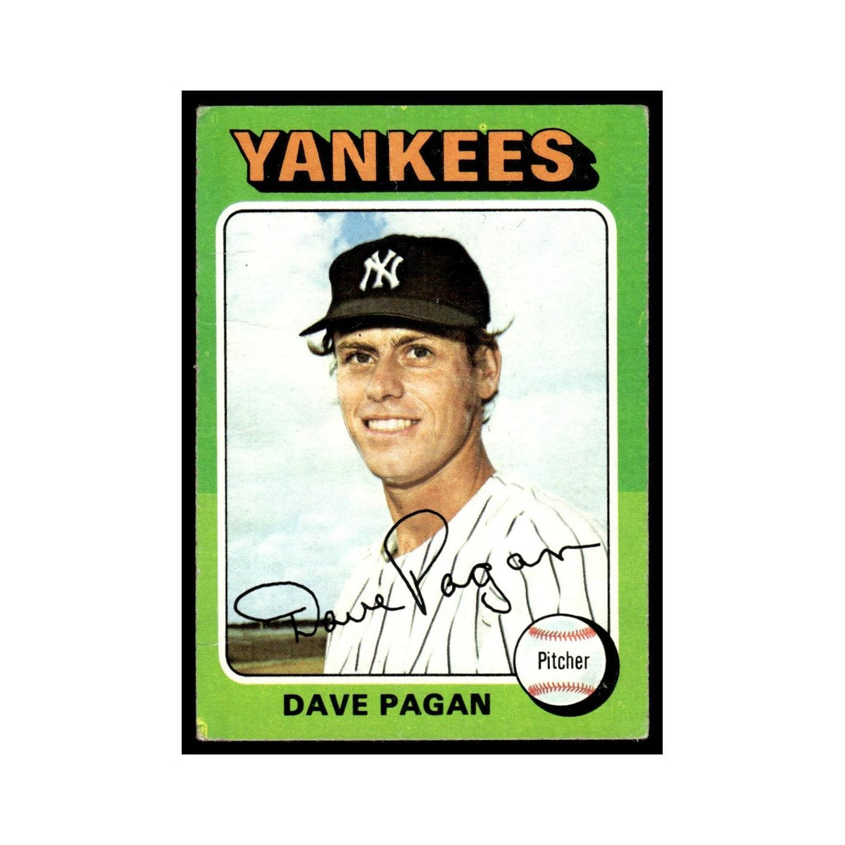 Dave Pagan Rookie 1975 Topps (damaged) #648 New York Yankees Baseball Card Poor