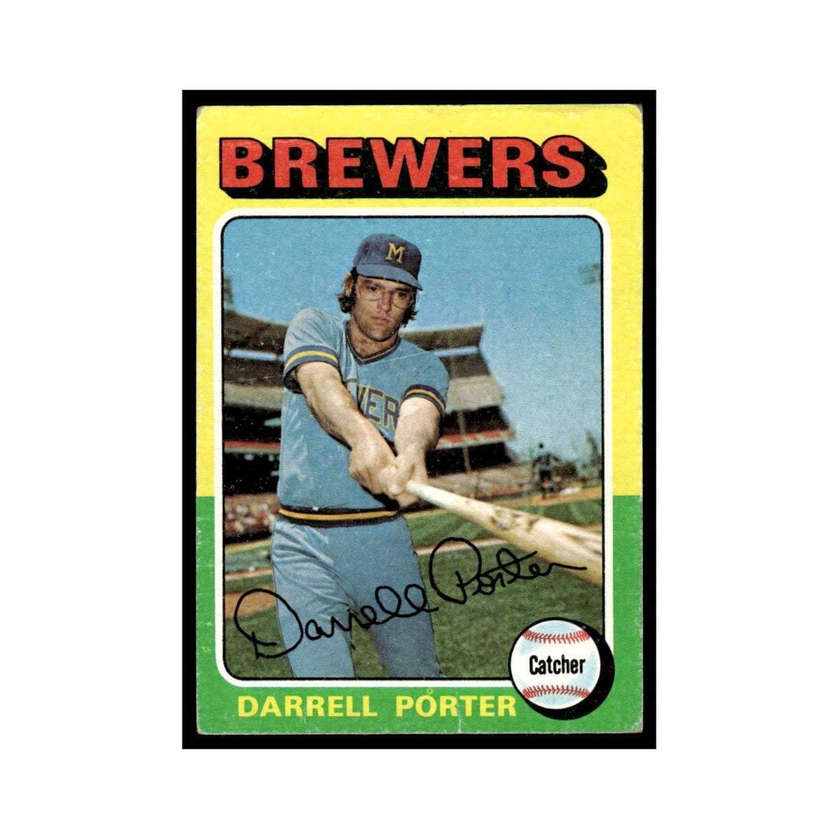Darrell Porter 1975 Topps (damaged) #52 Milwaukee Brewers Baseball Card Poor