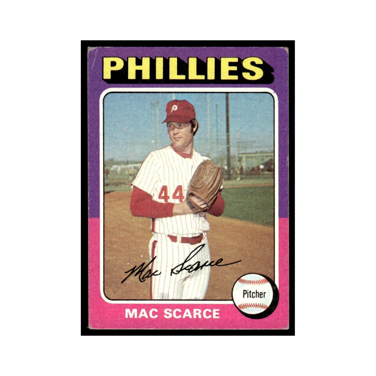 Mac Scarce 1975 Topps (damaged) #527 Philadelphia Phillies Baseball Card Poor
