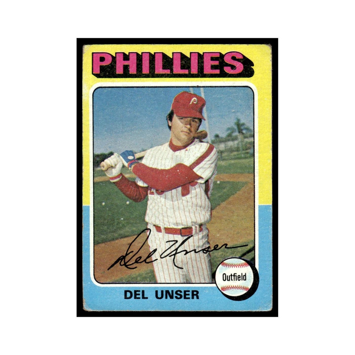 Del Unser 1975 Topps (damaged) #138 Philadelphia Phillies Baseball Card Poor