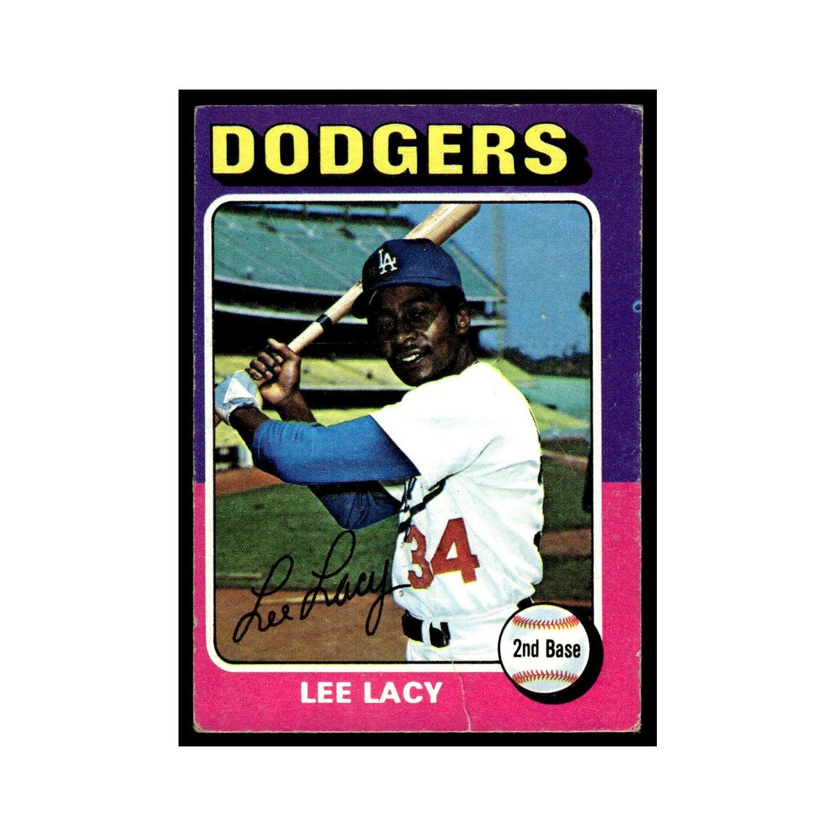 Lee Lacy 1975 Topps (damaged) #631 Los Angeles Dodgers Baseball Card Poor