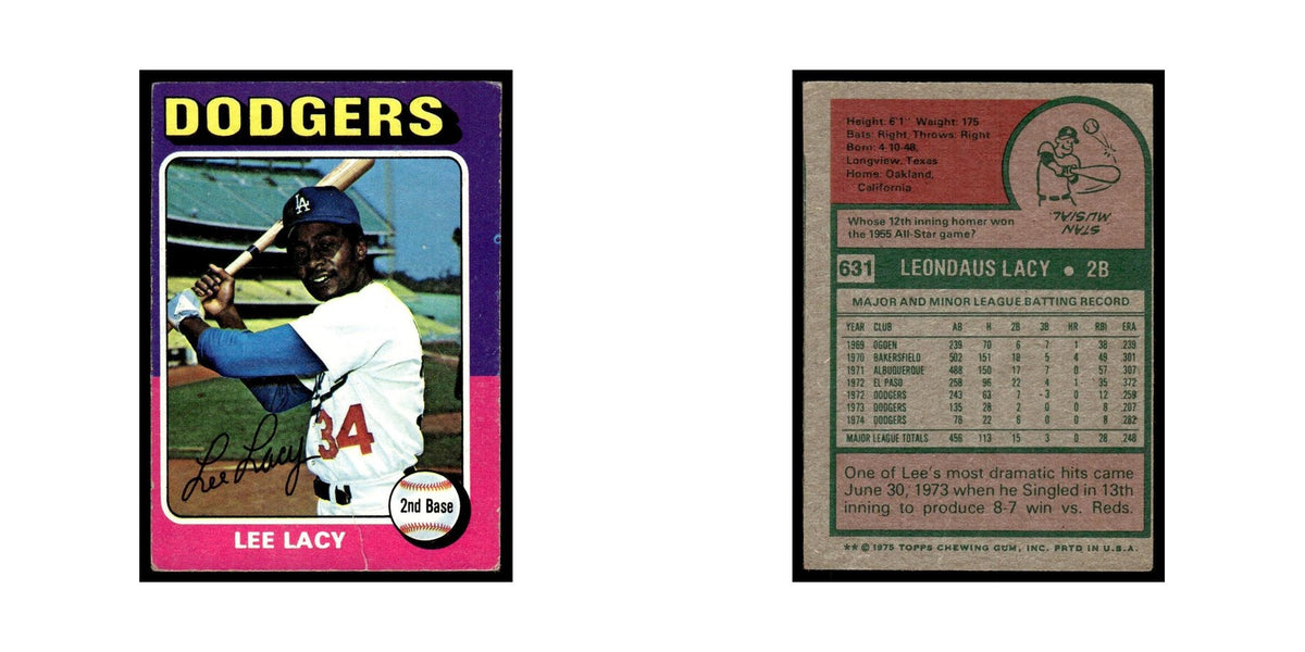 Lee Lacy 1975 Topps (damaged) #631 Los Angeles Dodgers Baseball Card Poor