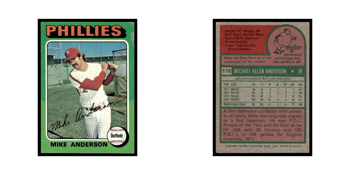 Mike Anderson 1975 Topps (damaged) #118 Philadelphia Phillies Baseball Card Poor