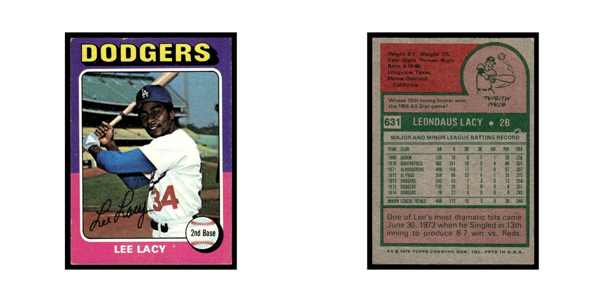 Lee Lacy 1975 Topps (damaged) #631 Los Angeles Dodgers Baseball Card Poor