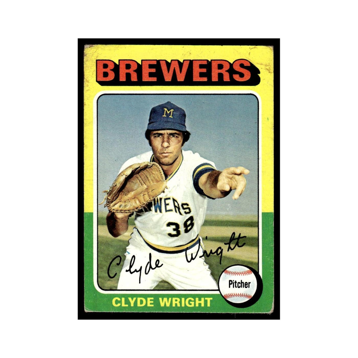 Clyde Wright 1975 Topps (damaged) #408 Milwaukee Brewers Baseball Card Poor