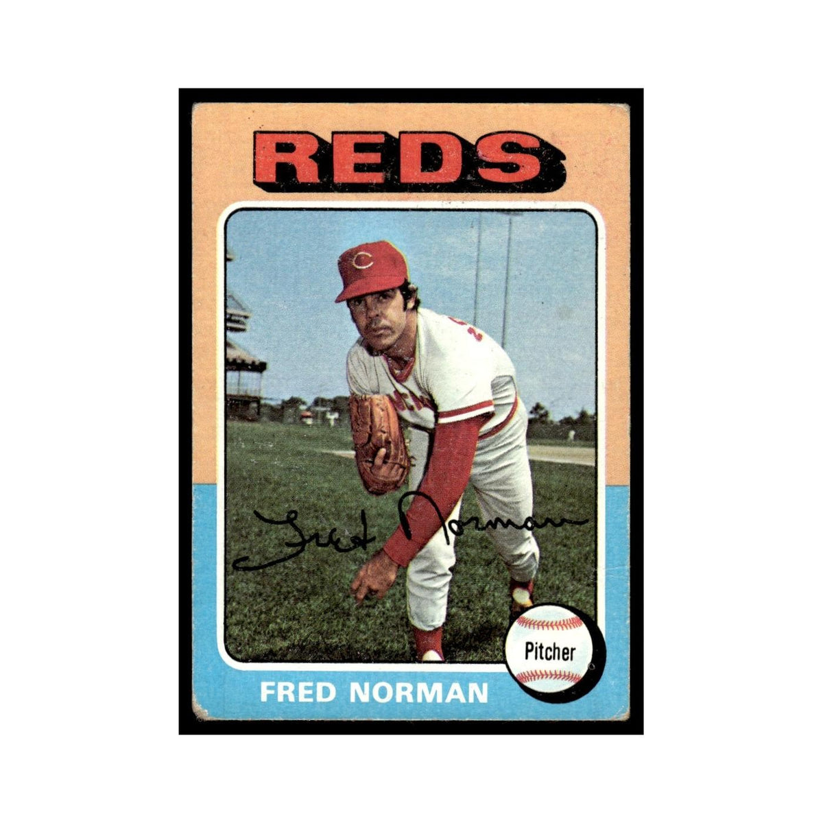 Fred Norman 1975 Topps (damaged) #396 Cincinnati Reds Baseball Card Poor