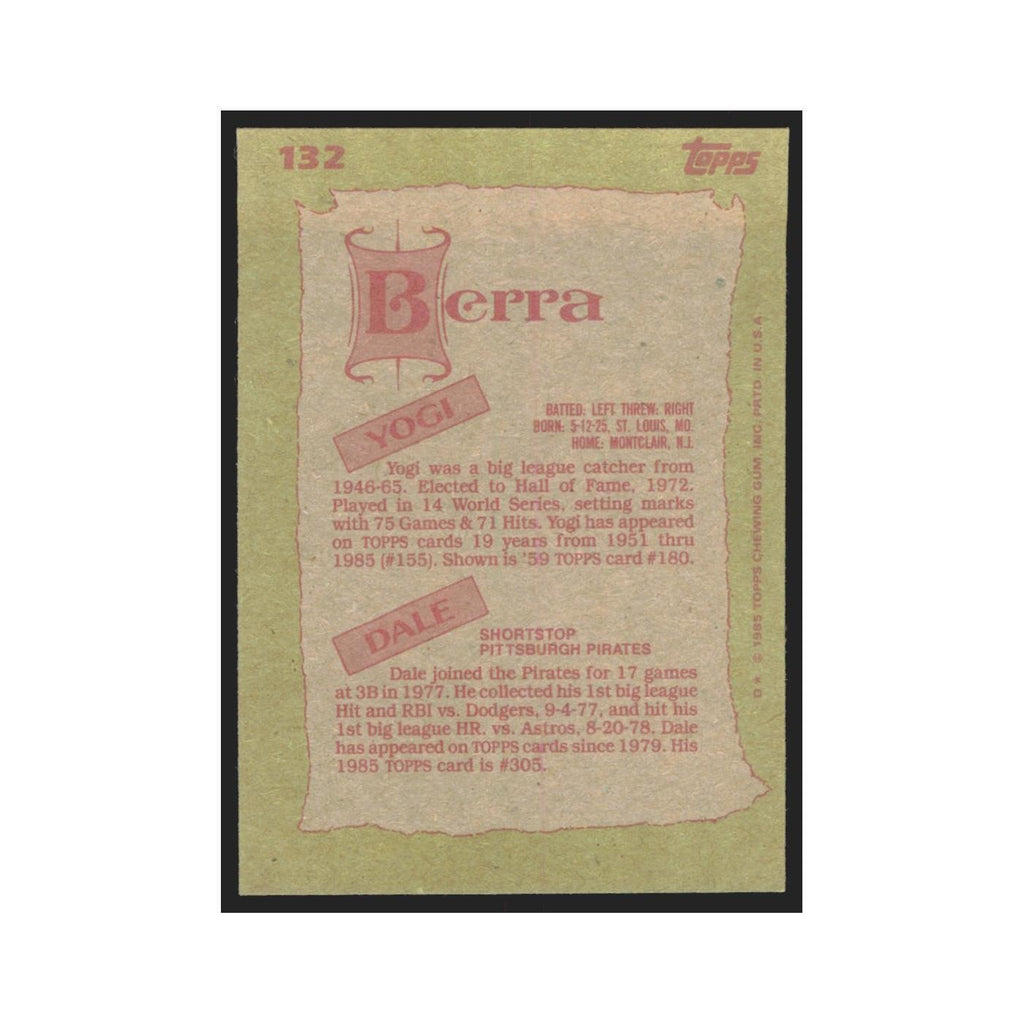 1985 Topps Yogi Berra/Dale Berra #132
